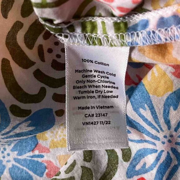 Talbots Women's Blossom Garden Shell Top White Multi Floral Print Cotton Size XL - Picture 5 of 7